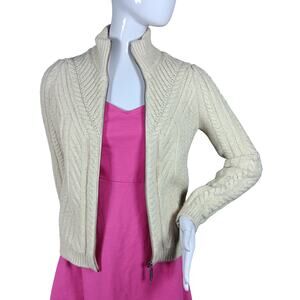 Hinge Knit Sweater Size XS Beige Zipper Down Cotton, Polyester and Acrylic Blend